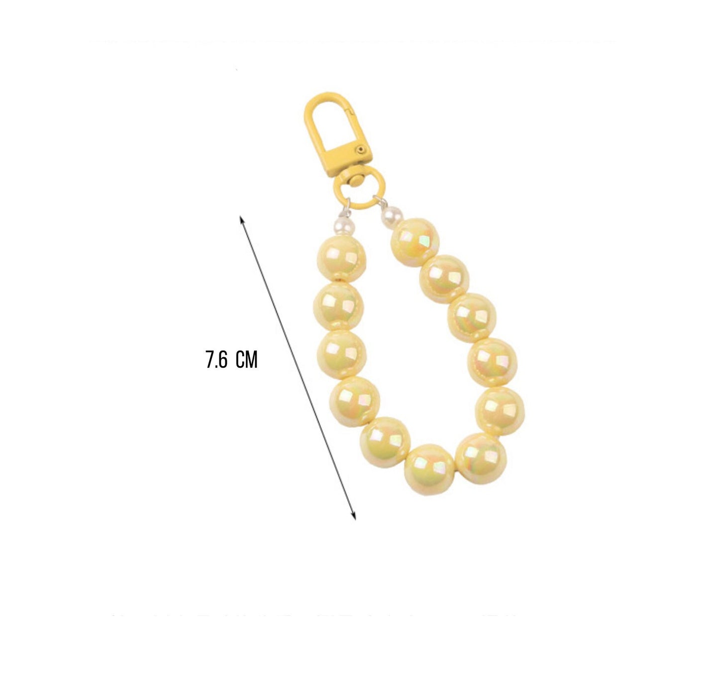 7.5CM Pearlescent Bead Keychain, Key ring, Phone Lanyard (Pink, Yellow, Green, White, Purple)
