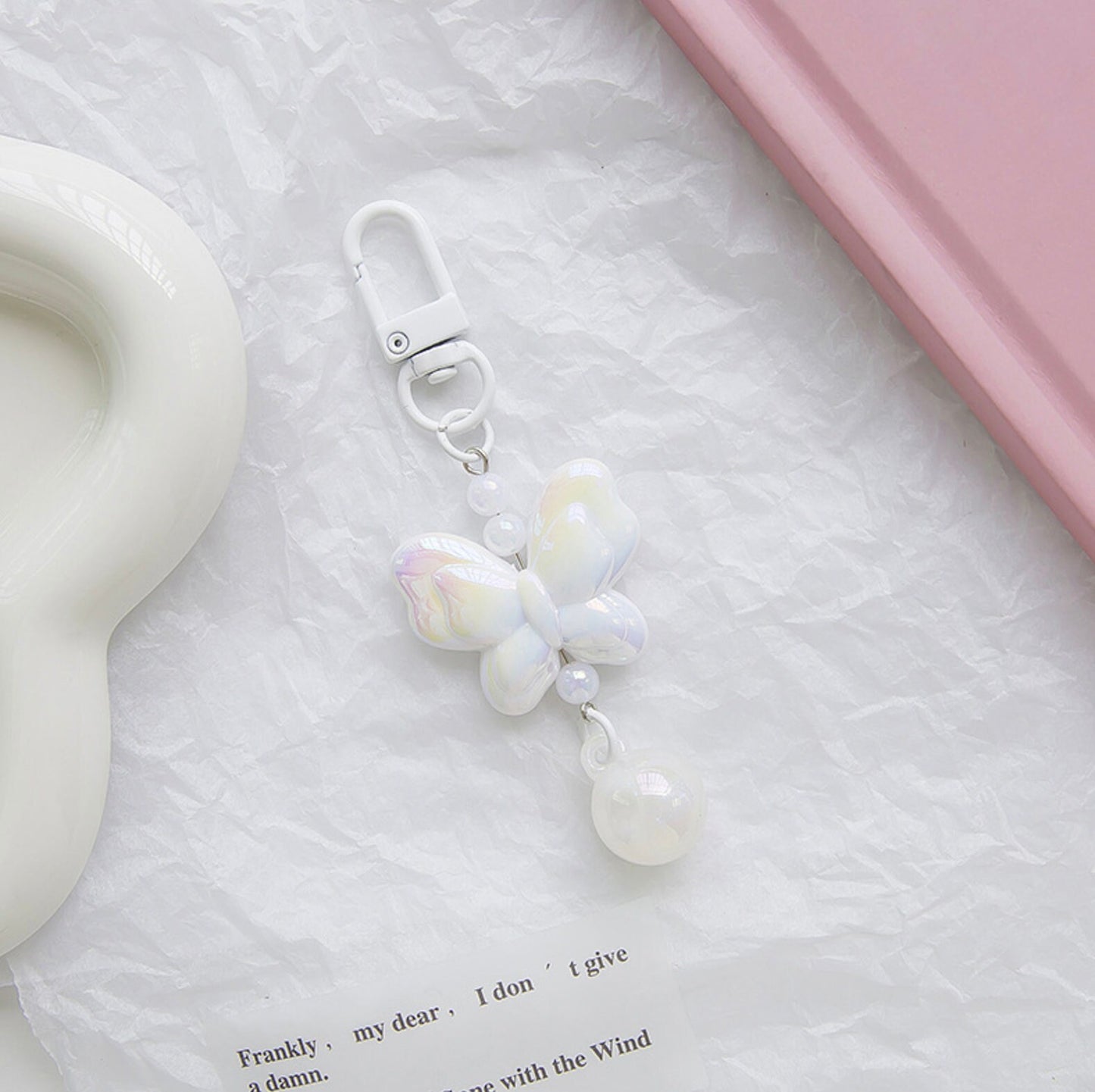 Cute Acrylic Iridescent Butterfly Themed Keychain, Key ring