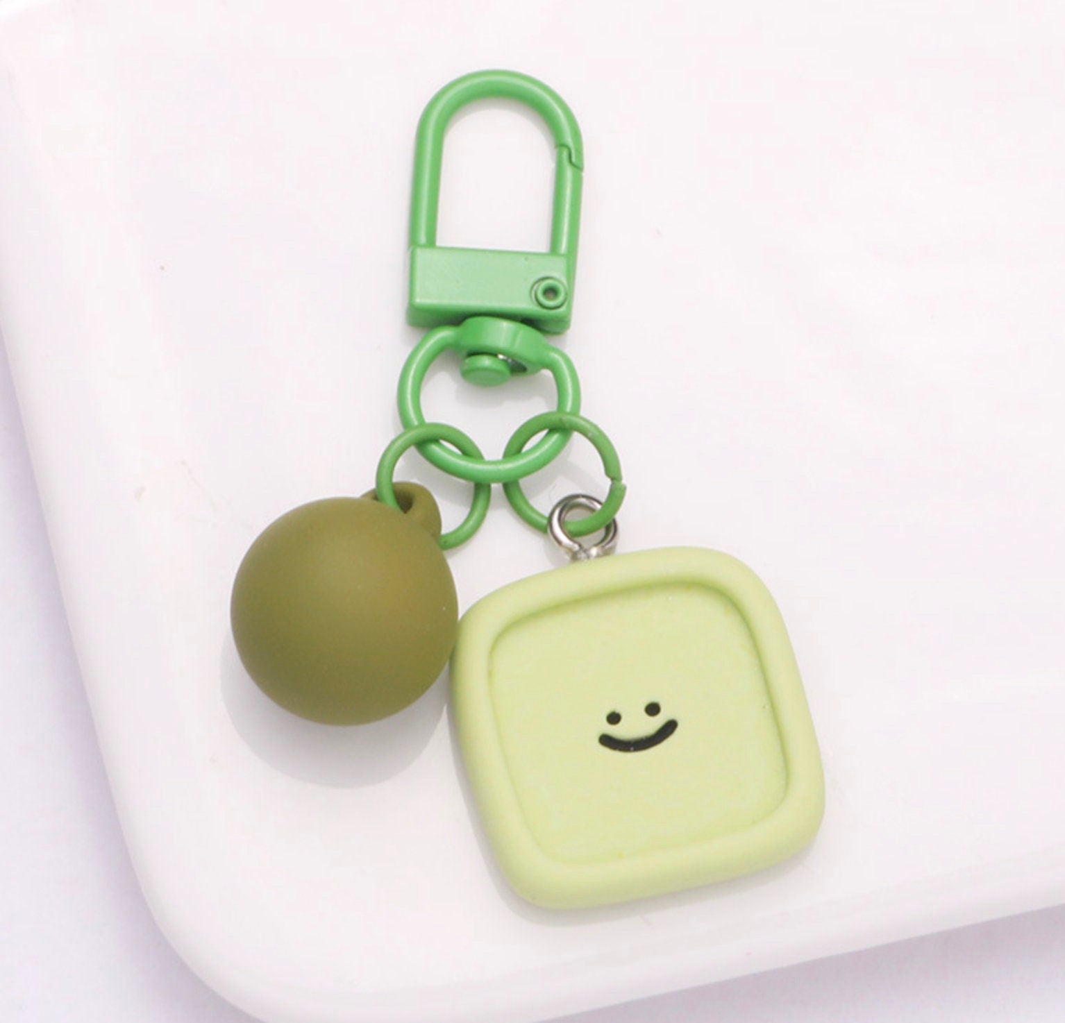 Resin Smiling Shape Themed Keychain, Key ring (Heart, Egg, Square, Cloud, Flower, Circle)