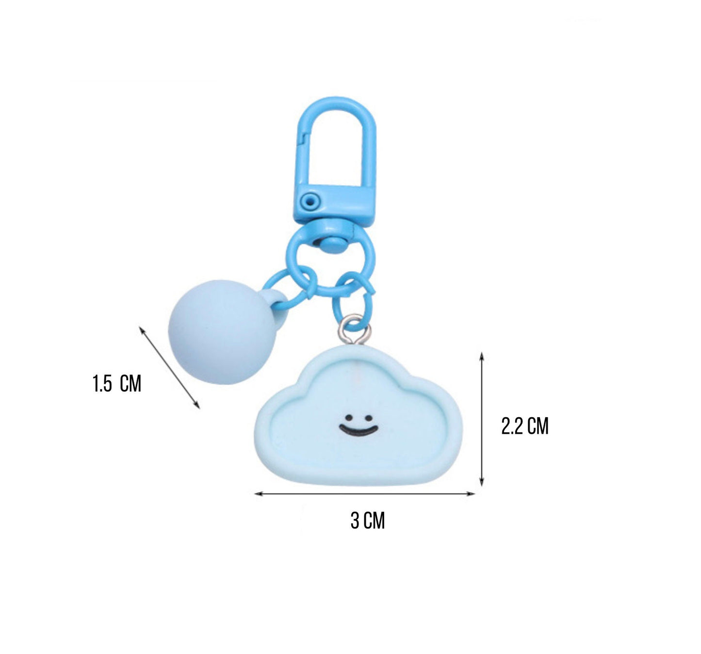 Resin Smiling Shape Themed Keychain, Key ring (Heart, Egg, Square, Cloud, Flower, Circle)