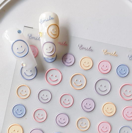 Pastel Smiley Faces Nail Art Stickers