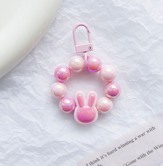Cute Acrylic Bunny Beads Keychain, Key ring