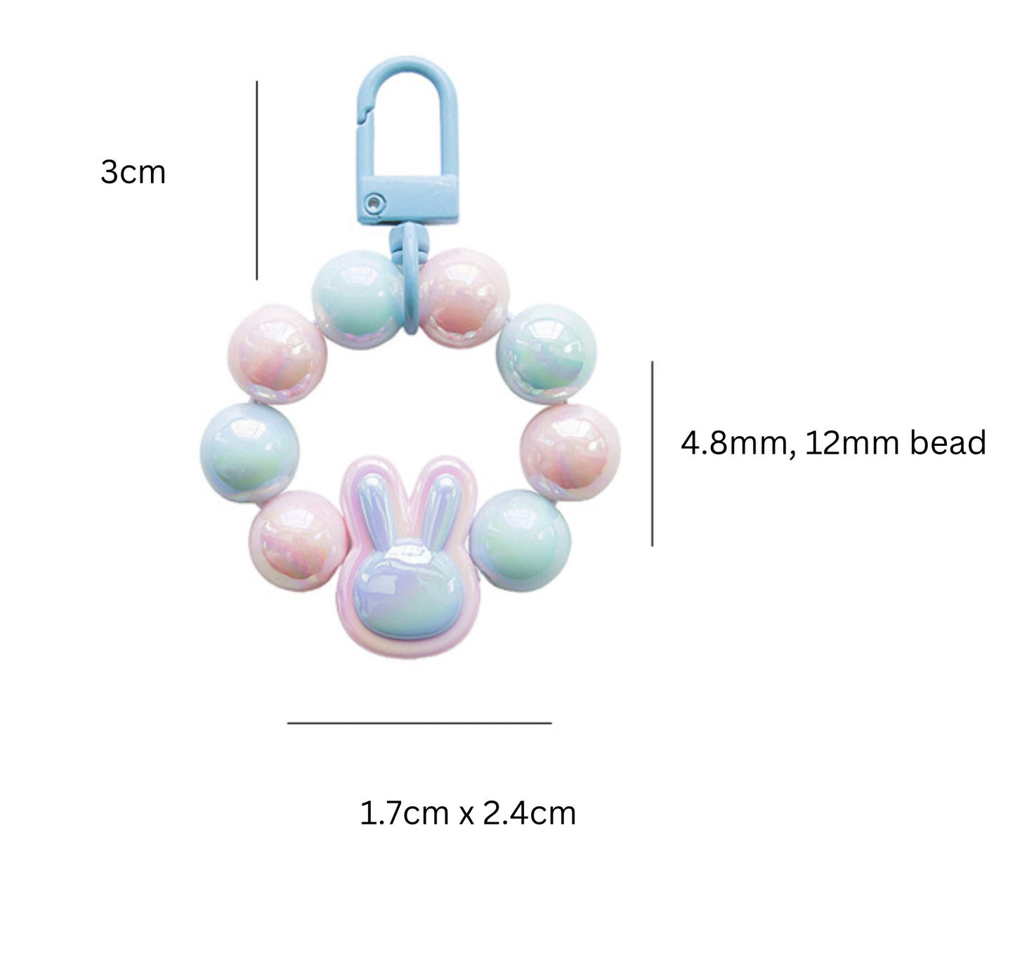 Cute Acrylic Bunny Beads Keychain, Key ring