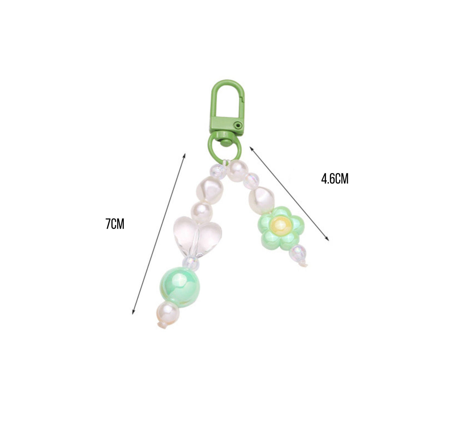 Cute AB Daisy Flower bead with Transparent Heart Themed, Keychain, Key ring