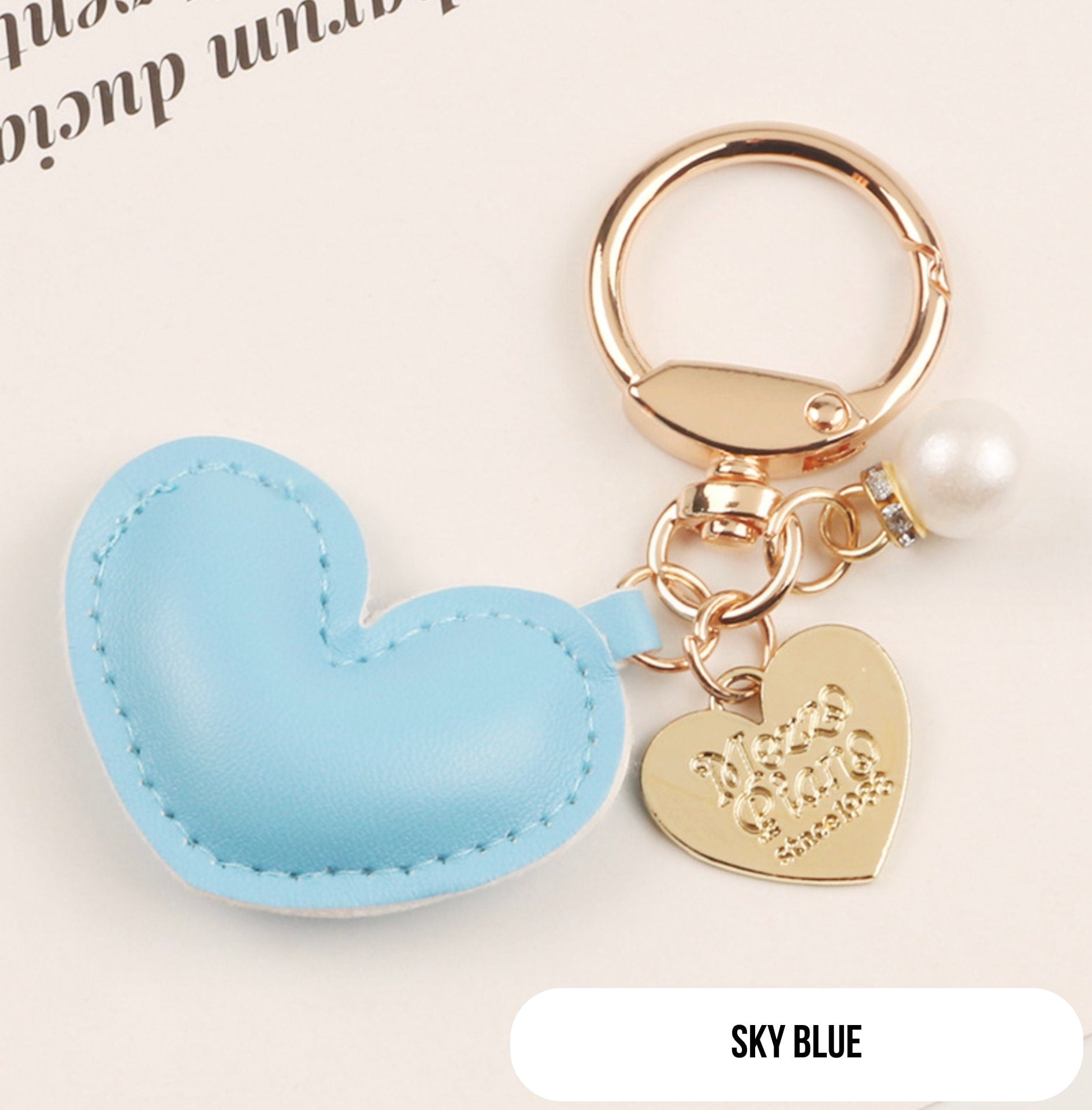 Puffy Leather Heart Themed Keychain, Keyring, Lanyard, Phone Accessories