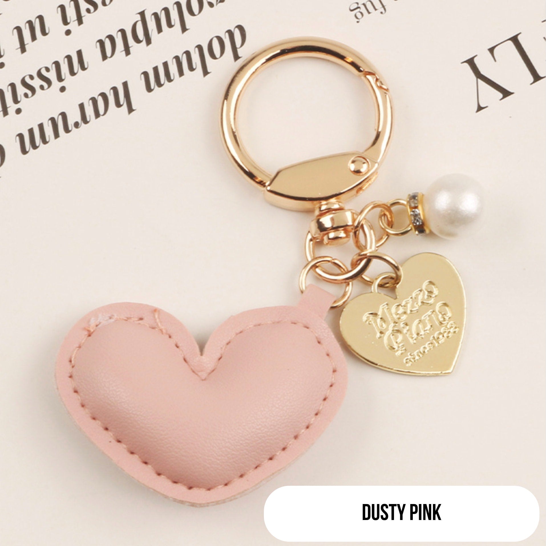 Puffy Leather Heart Themed Keychain, Keyring, Lanyard, Phone Accessories