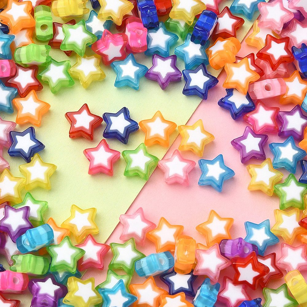 8.5MM x 9MM Solid Colored Acrylic Star Bead Set (300 Beads)