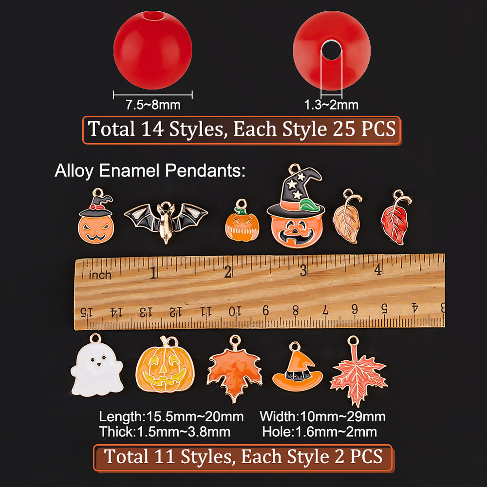 8MM Halloween and Autumn Themed Acrylic Bead Kit (350 Beads)