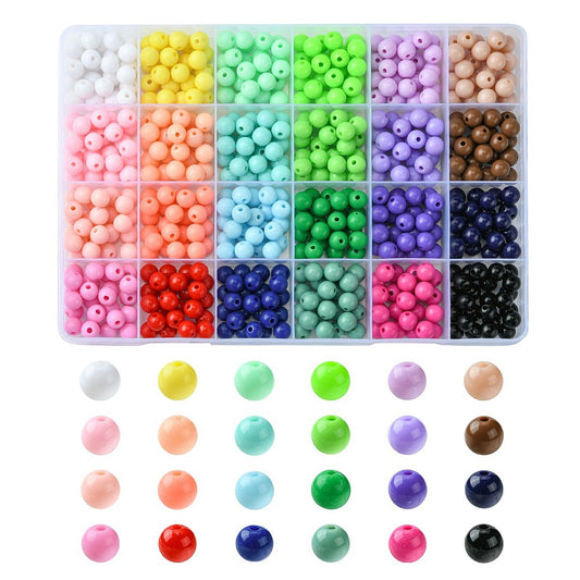 8MM Solid Colors Acrylic Round Bead Kits (600 Beads)