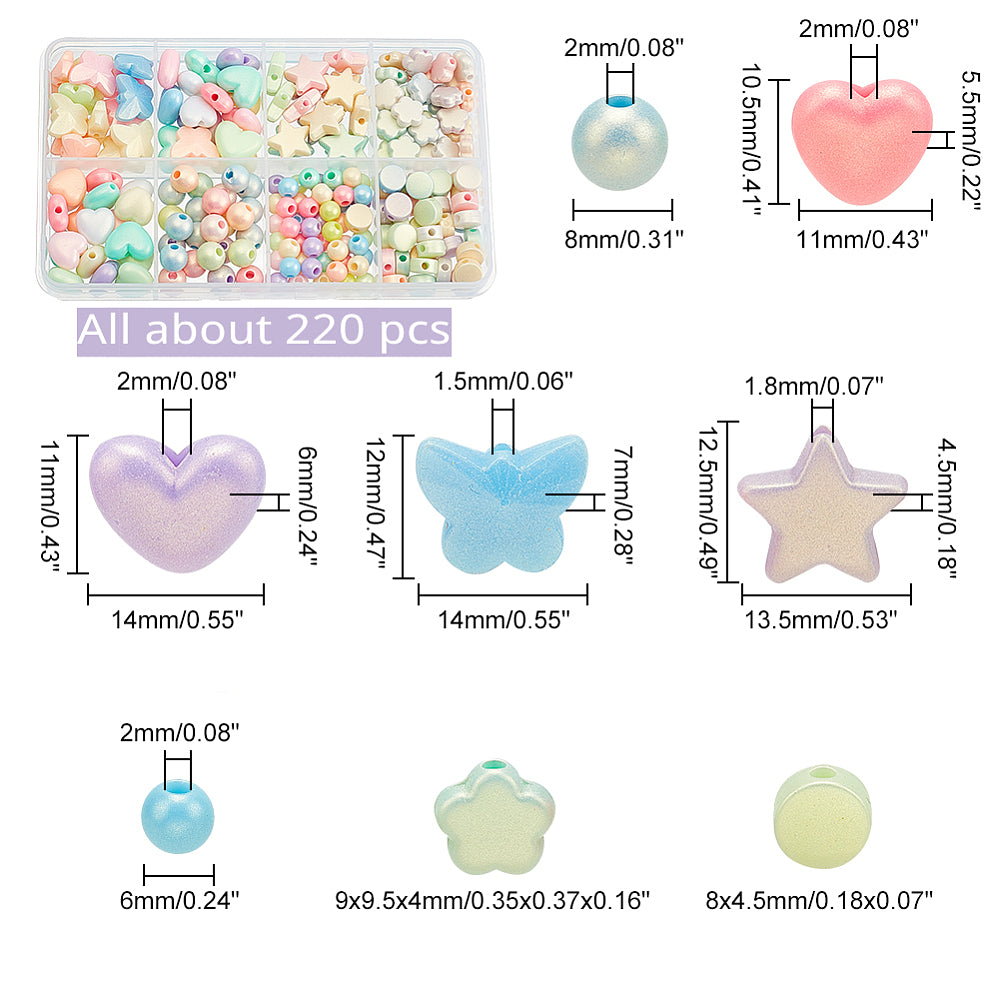 Paste Jelly Mermaid Acrylic Mixed Shape Bead Sets (220 beads)