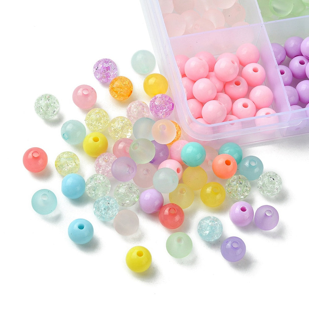 8MM Pastel Jelly Acrylic Round Bead Kits (600 Beads)