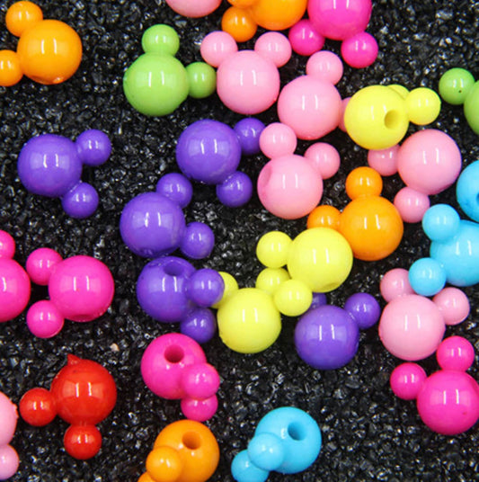 10MM Bright Neon Mouse Head Acrylic Spacer Beads