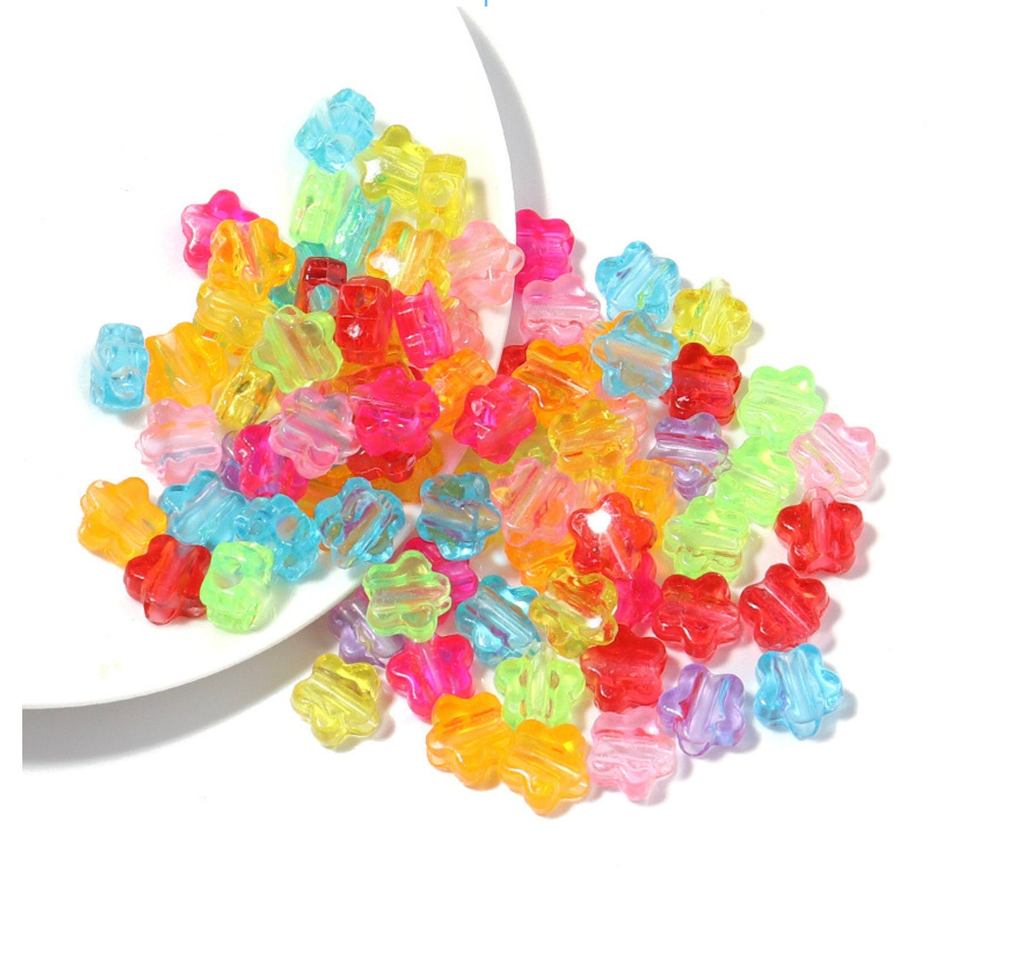 10MM Clear Jelly Colored Acrylic Star Beads