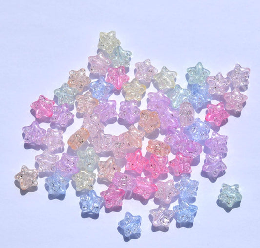 10MM Pastel Sparkle Candy-Colored Acrylic Star Bead