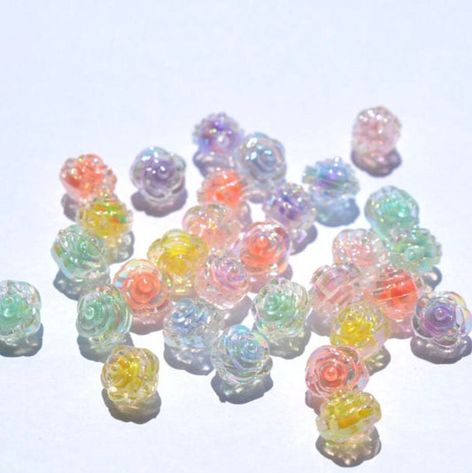 11MM AB Rose Acrylic Spacer Beads