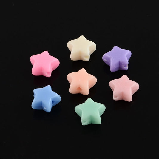 11MM Pastel Acrylic Star Spacer Beads