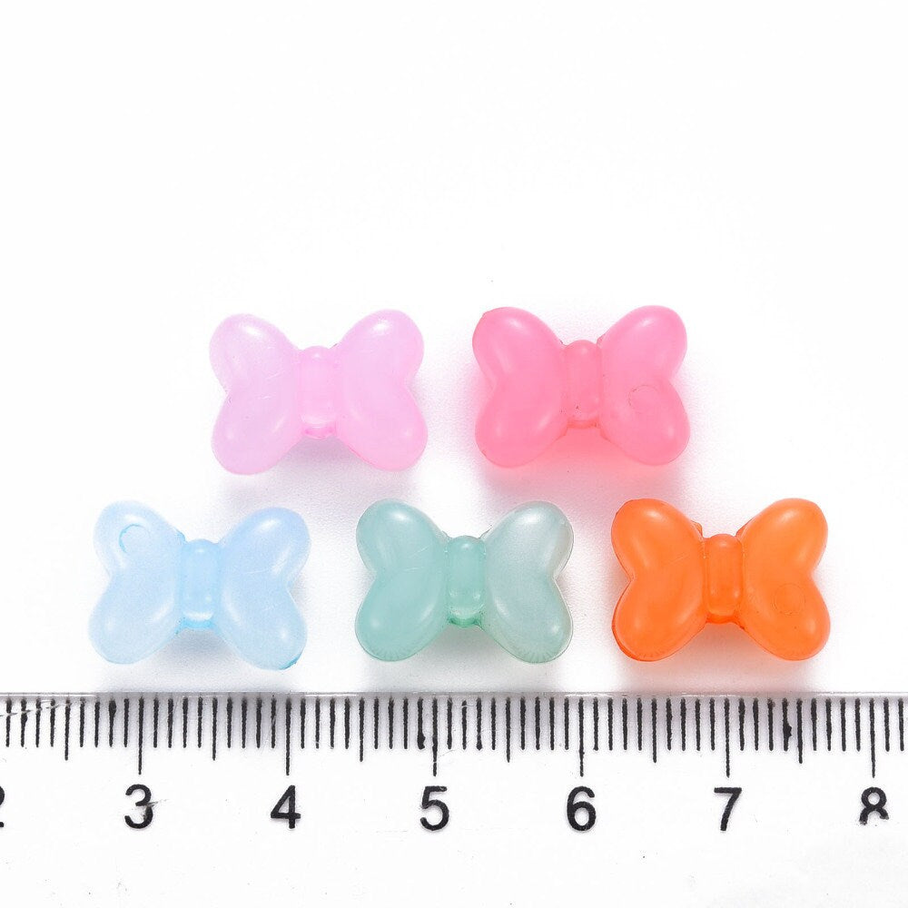 Chunky 11MM x 15MM Light Pastel Jelly Themed Bow Tie Acrylic Beads