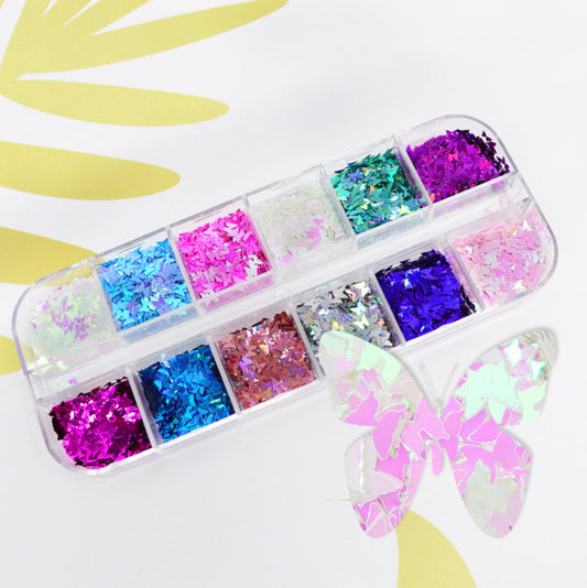 12 Iridescent Butterfly Glitter Set  (5MM)