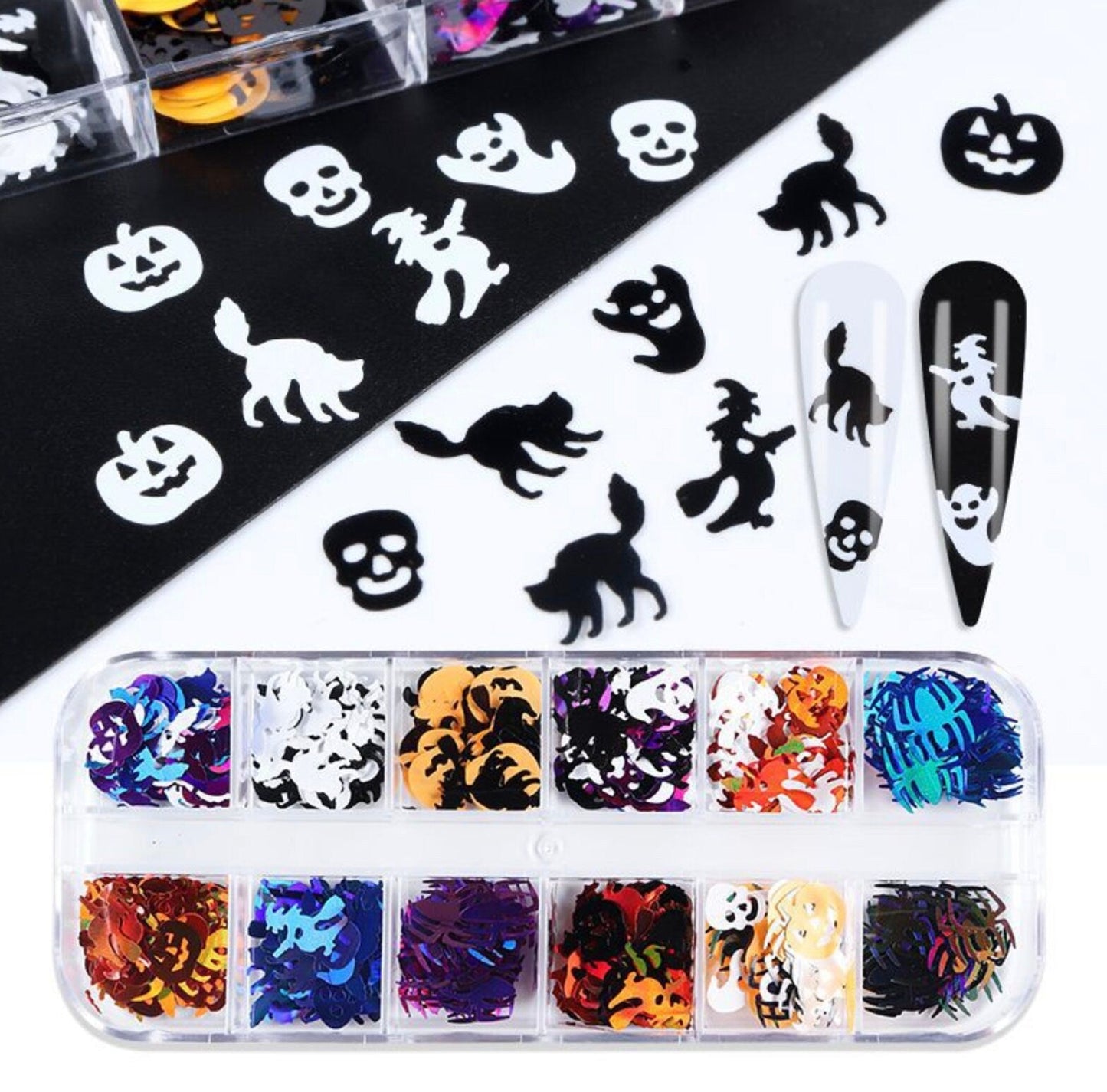 12 Set of Halloween Glitter Confetti Pieces, Glitter Sets