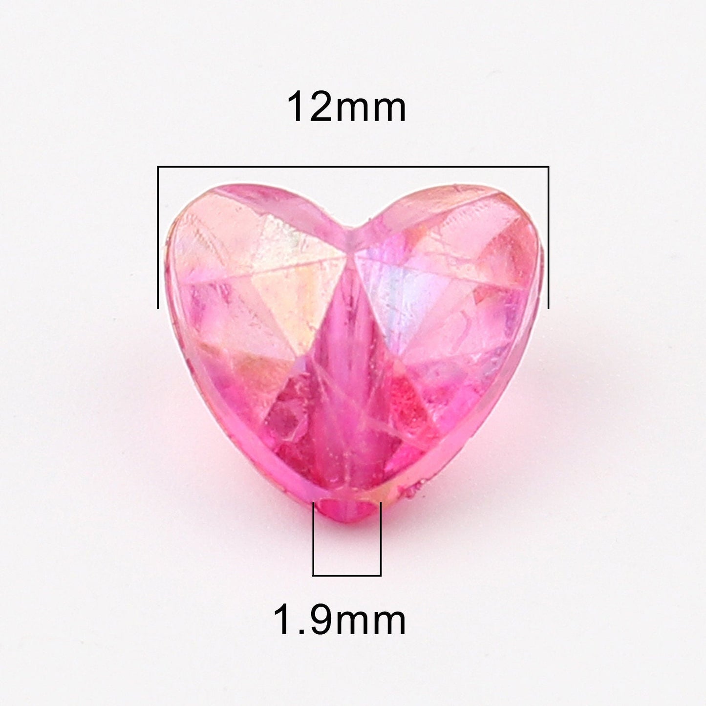 12MM AB Color Plated Pink Heart Acrylic Spacer Beads