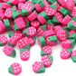12MM Pink Strawberry Fruit Themed Polymer Clay Beads  (12mm x 10mm, Hole: 1.6mm)
