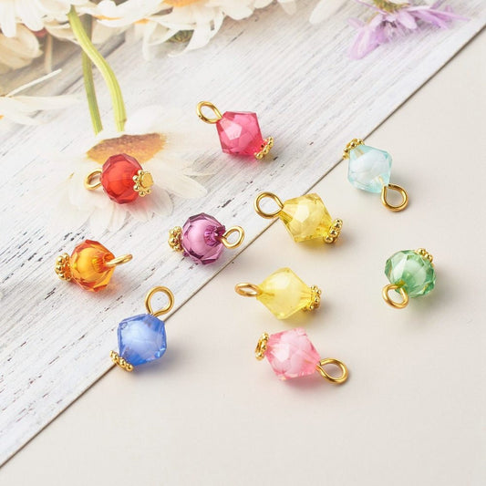 14MM Mixed Color Faceted Bicone Bead Charm