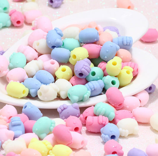 Chunky 14MM Pastel Acrylic Cute Kitty Cat Spacer Beads (Matte/Glossy)