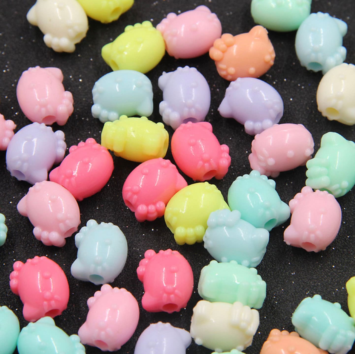 14MM Pastel Acrylic Cute Kitty Cat Spacer Beads (Available in Matte and Glossy)