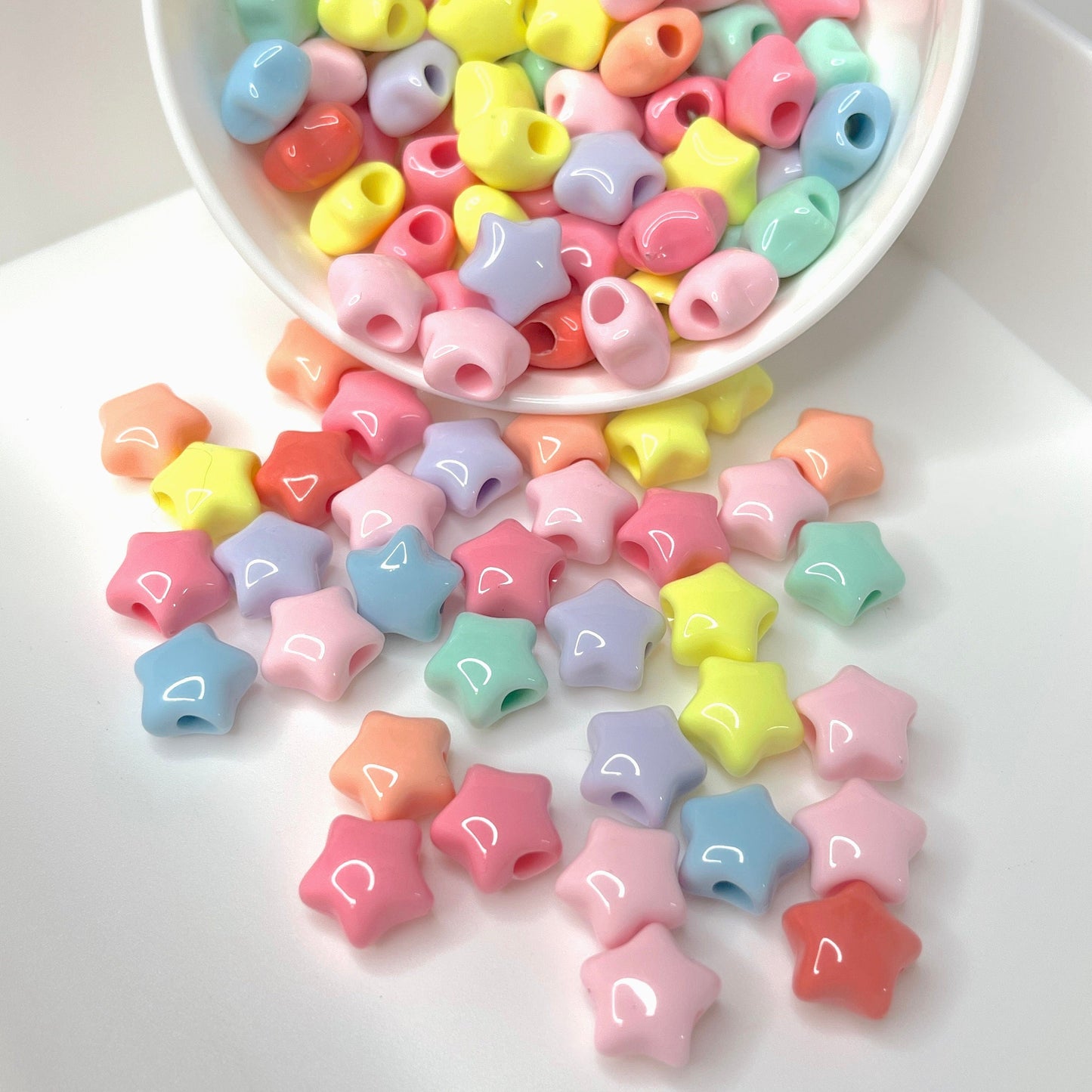 Chunky 14MM Pastel Puffy Star Acrylic Spacer Beads