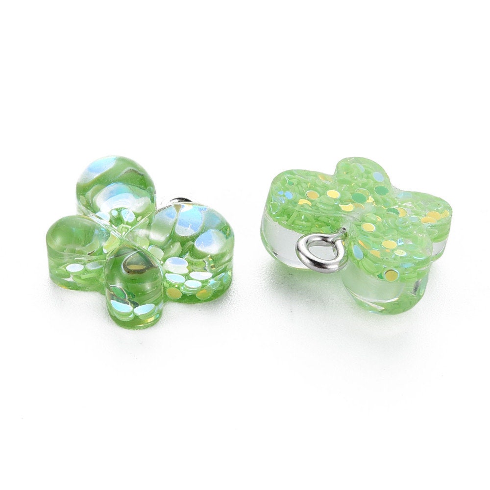 14MM Resin Butterfly Charms with Encased Dot Sequins