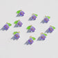 14MM x 11MM Acrylic Flower with Leaf Charms (White, Purple, Pink, Purple, Green)