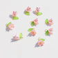 14MM x 11MM Acrylic Flower with Leaf Charms (White, Purple, Pink, Purple, Green)