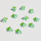 14MM x 11MM Acrylic Flower with Leaf Charms (White, Purple, Pink, Purple, Green)