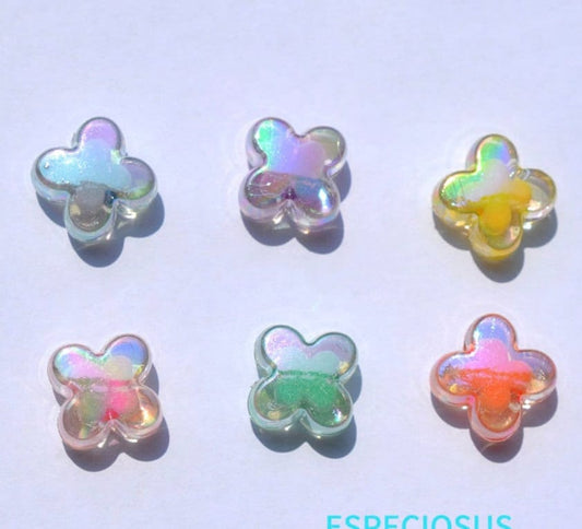 15MM AB Clover Shaped Acrylic Spacer Beads