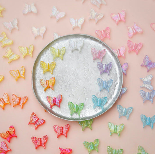 15MM Iridescent Butterfly Beads (Yellow, Orange,Pink, Purple, Blue, Green)