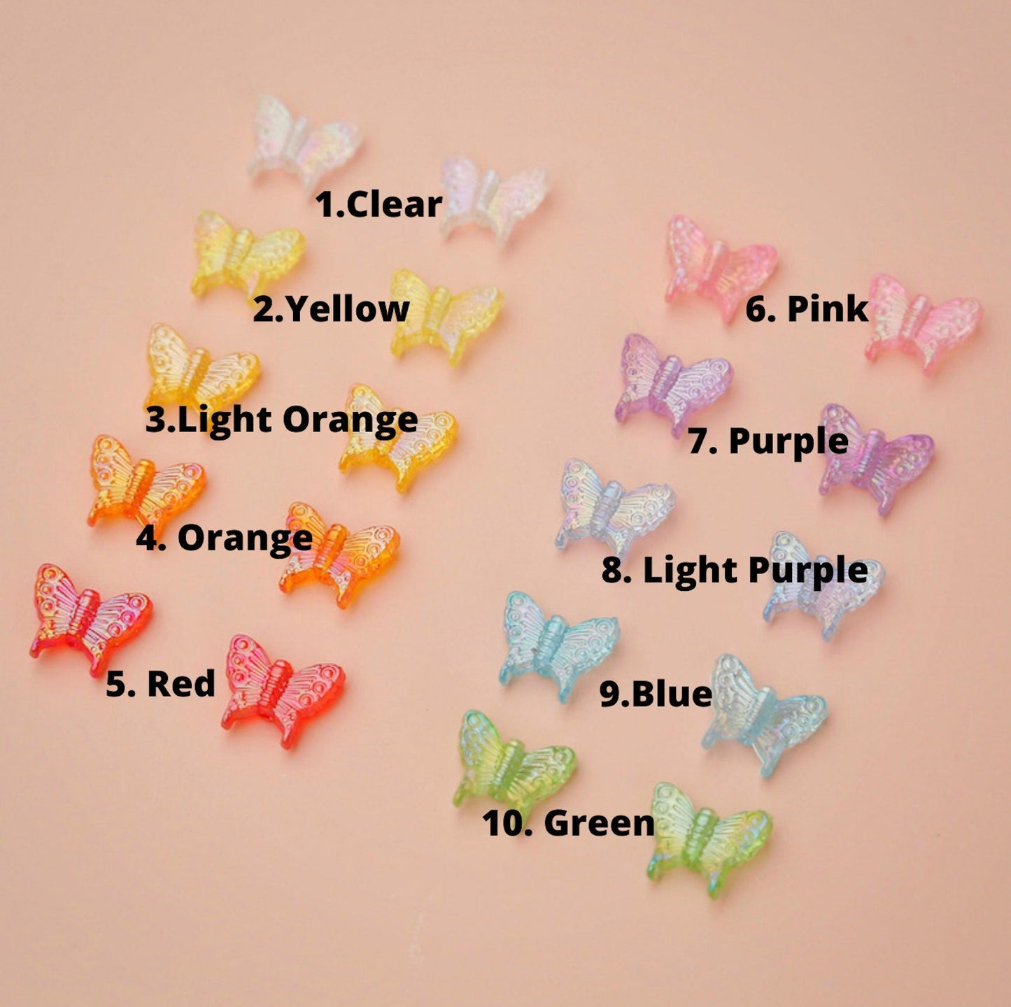 Chunky 15MM Iridescent Butterfly Beads