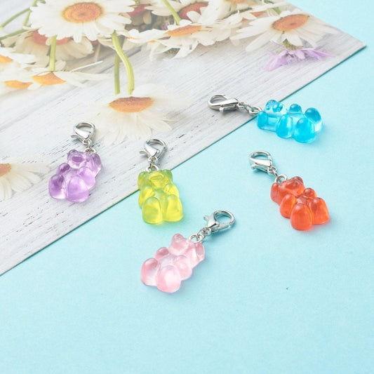20MM Colorful Gummy Bear Charm with Lobster Clasp Charm