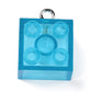 21MM Transparent Clear Blue Square Building Block Charm Pendant