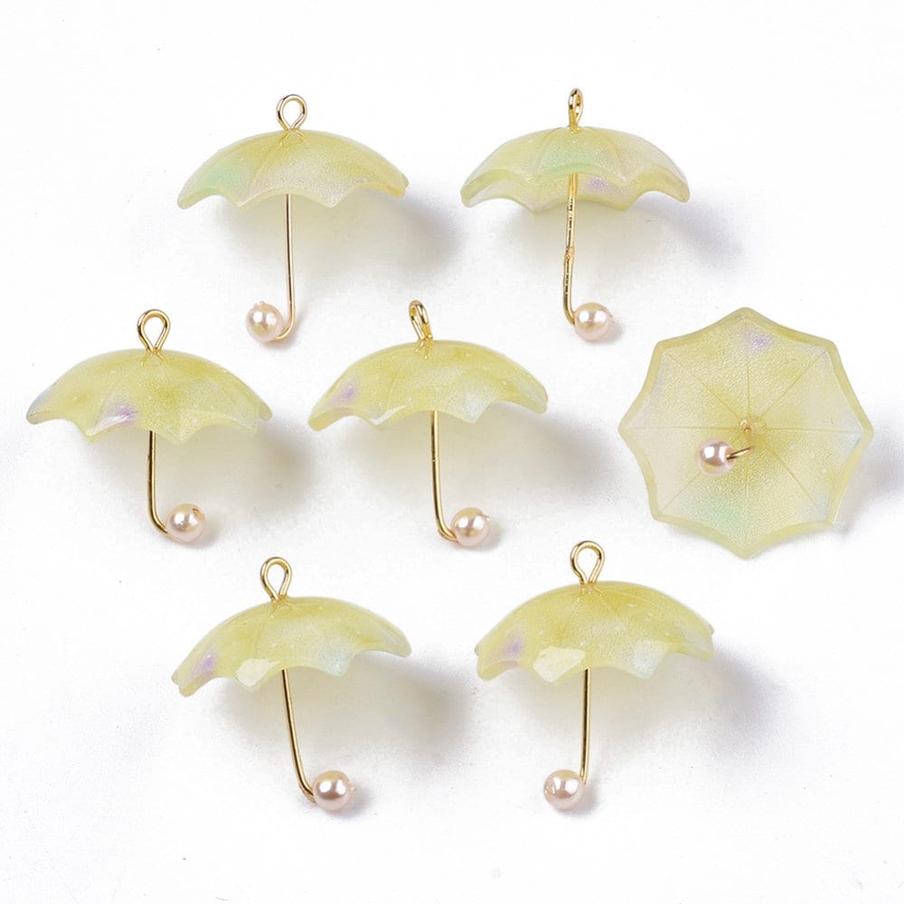 22MM Ombre Yellow, Green, Purple and Blue Umbrella Resin Charm
