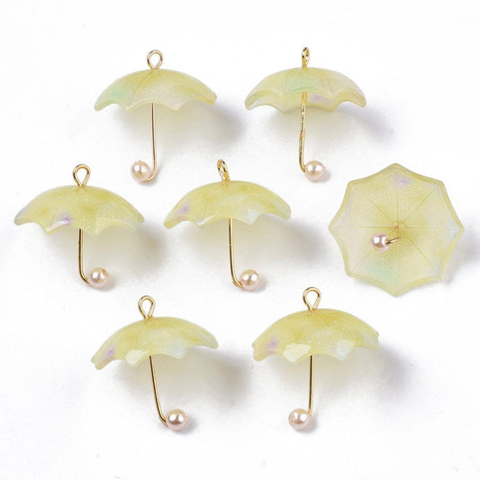 22MM Ombre Yellow, Green, Purple and Blue Umbrella Resin Charm