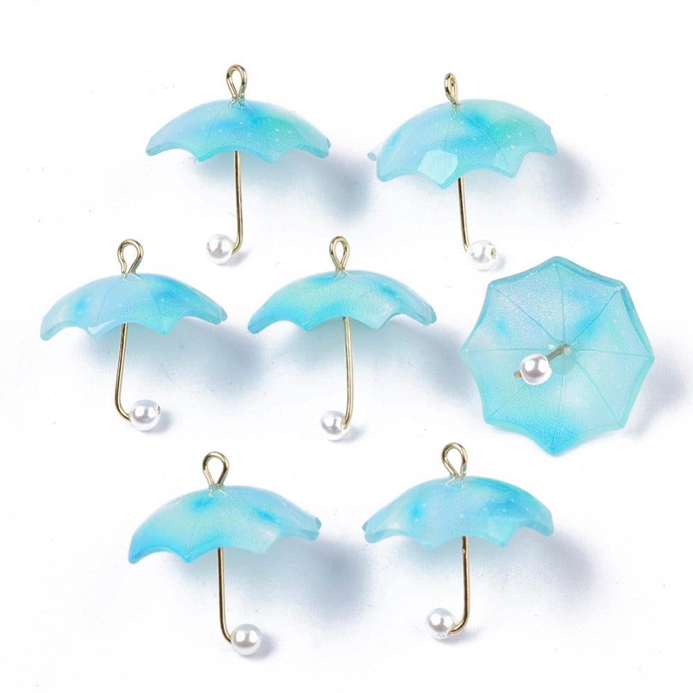 22MM Ombre Yellow, Green, Purple and Blue Umbrella Resin Charm