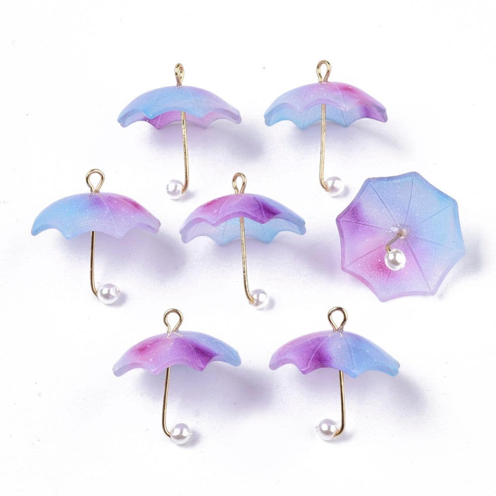 22MM Ombre Yellow, Green, Purple and Blue Umbrella Resin Charm