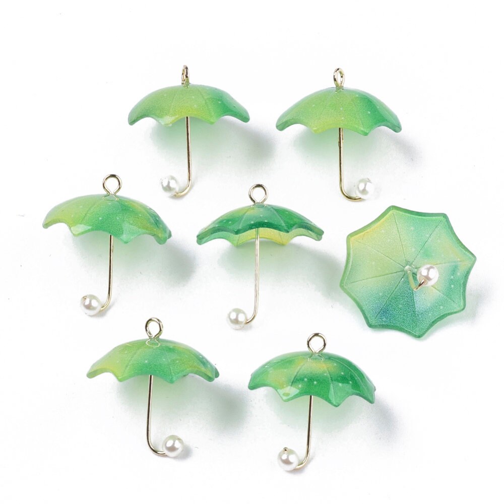 22MM Ombre Yellow, Green, Purple and Blue Umbrella Resin Charm