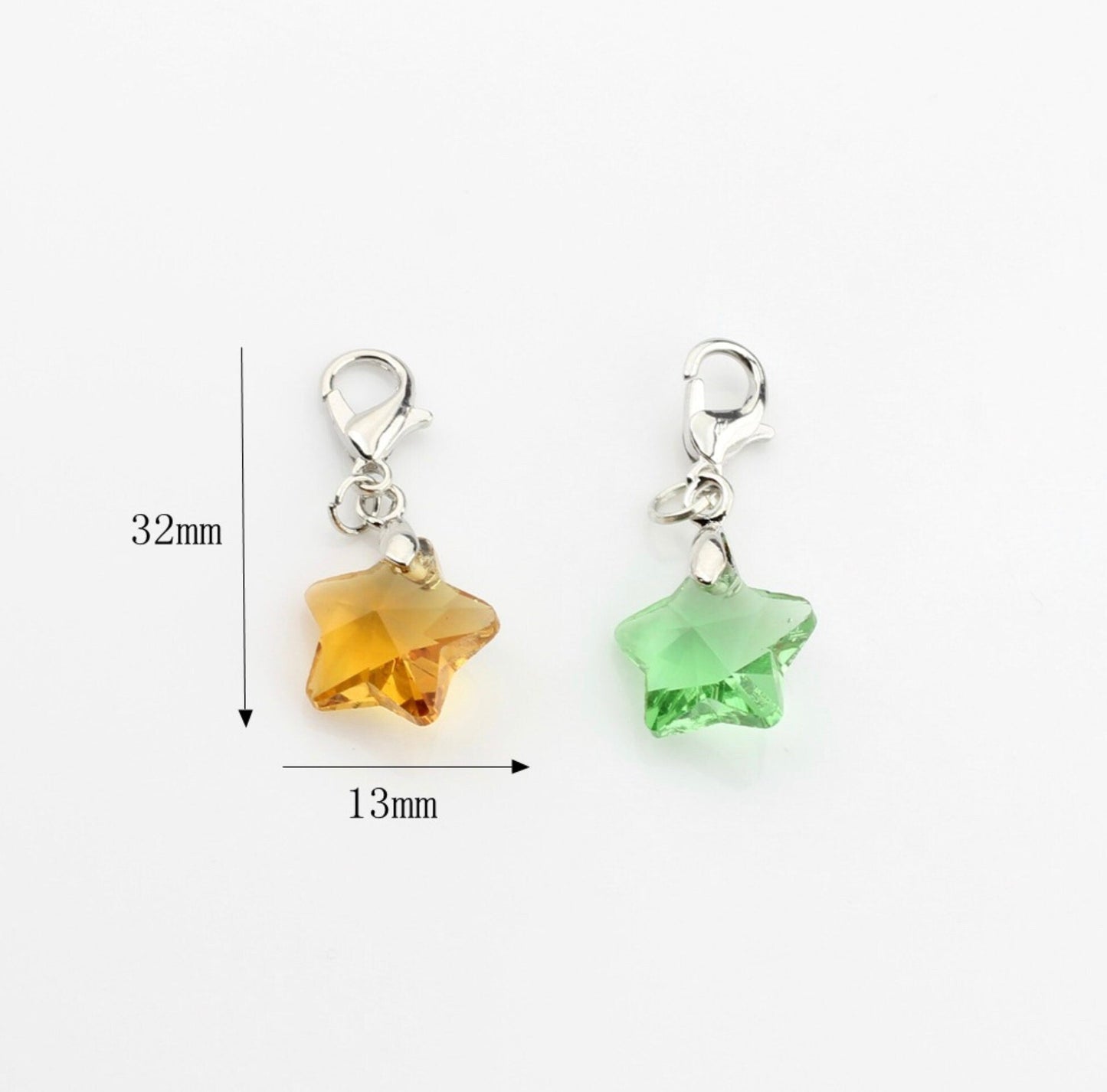 32MM x 13MM Crystal Star with Lobster Clasp Charm