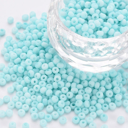 3MM Frosted Light Blue 8/0 Glass Seed Beads (S048-002)