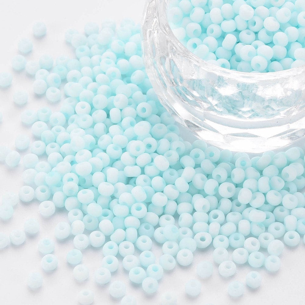 3MM Frosted Light Sky Blue 8/0 Glass Seed Beads (S048-015)