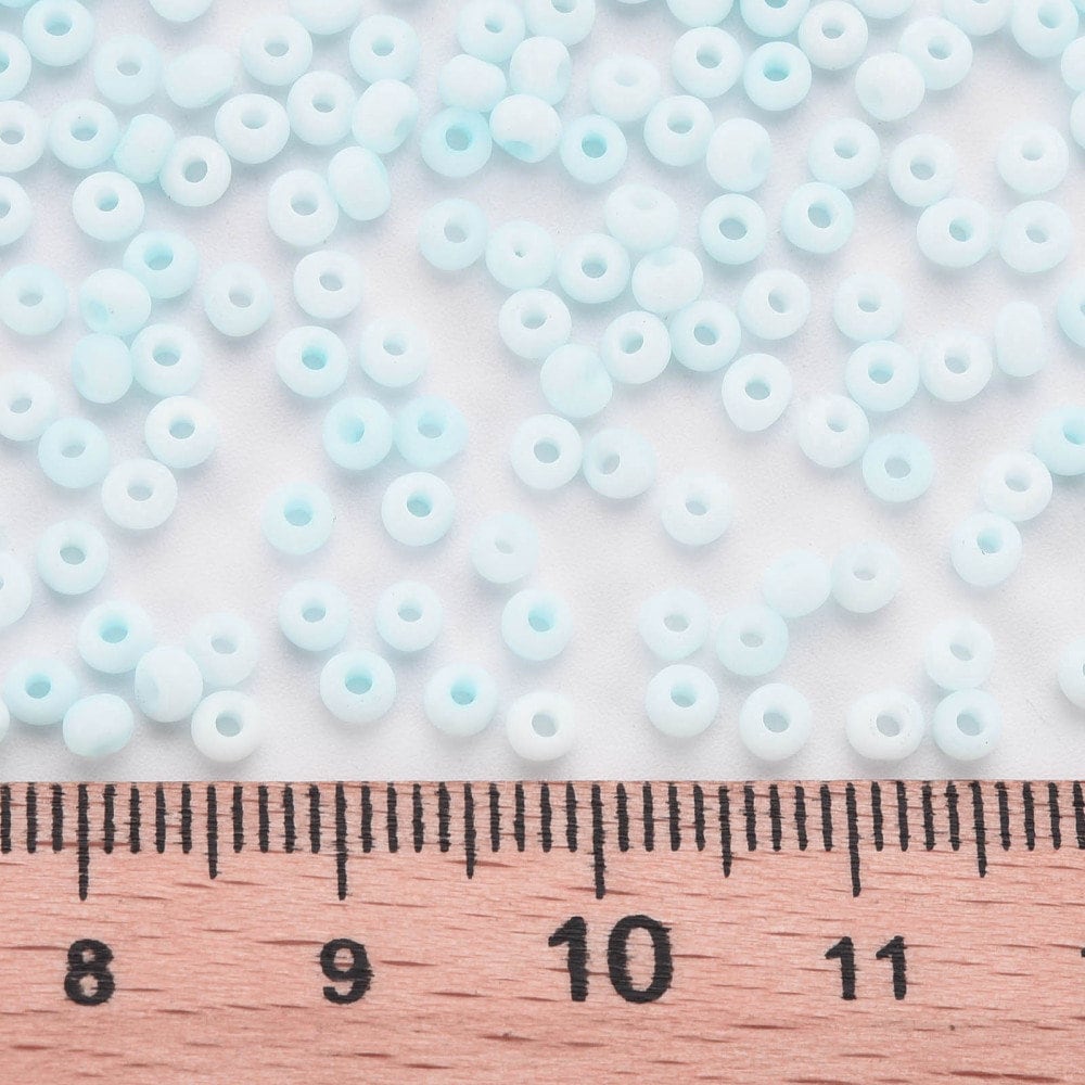 3MM Frosted Light Sky Blue 8/0 Glass Seed Beads (S048-015)