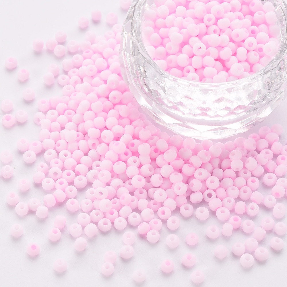 3MM Frosted Pearl Pink 8/0 Glass Seed Beads (S048-003)