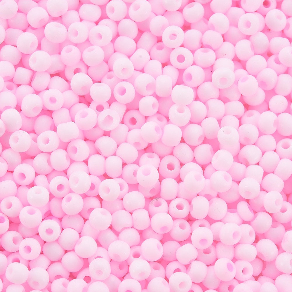 3MM Frosted Pearl Pink 8/0 Glass Seed Beads (S048-003)