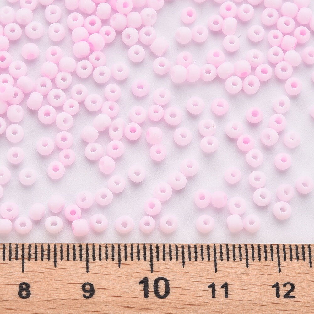 3MM Frosted Pearl Pink 8/0 Glass Seed Beads (S048-003)